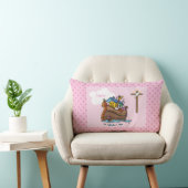 Anpassbare Noahs Ark Baby Taufe, Girl Pink Lendenkissen (Stuhl )