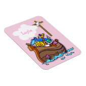 Anpassbare Noahs Ark Baby Taufe, Girl Pink Magnet (Rechte Seite)