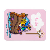 Anpassbare Noahs Ark Baby Taufe, Girl Pink Magnet (Horizontal)