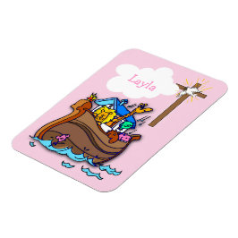 Anpassbare Noahs Ark Baby Taufe, Girl Pink Magnet