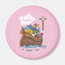 Anpassbare Noahs Ark Baby Taufe, Girl Pink