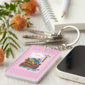 Anpassbare Noahs Ark Baby Taufe, Girl Pink Schlüsselanhänger (Vorderseite rechts)