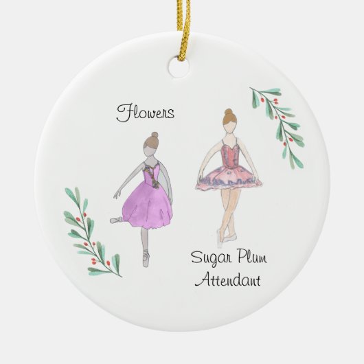 Anpassbare Nussknacker-Blumen/Zuckerpflaume Keramik Ornament (Vorne)