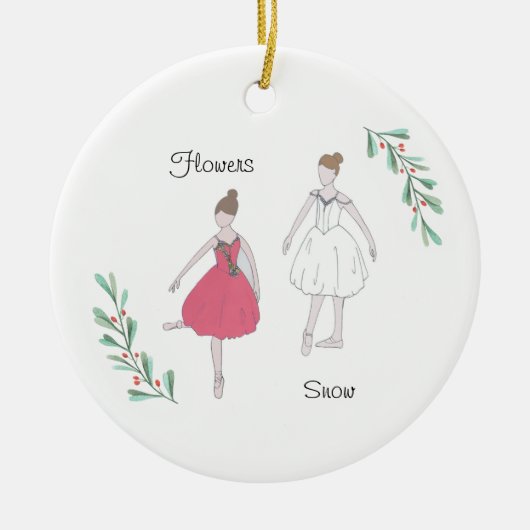 Anpassbare Nutcracker-Schnee/Blume Keramik Ornament (Vorne)