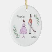 Anpassbare Nutcracker-Soldat/Party-Girl Keramik Ornament (Rechts)