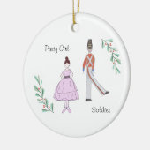 Anpassbare Nutcracker-Soldat/Party-Girl Keramik Ornament (Links)