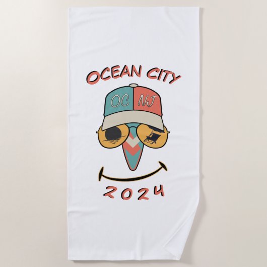 Anpassbare Ocean City 2024 Strandtuch (Vorderseite)