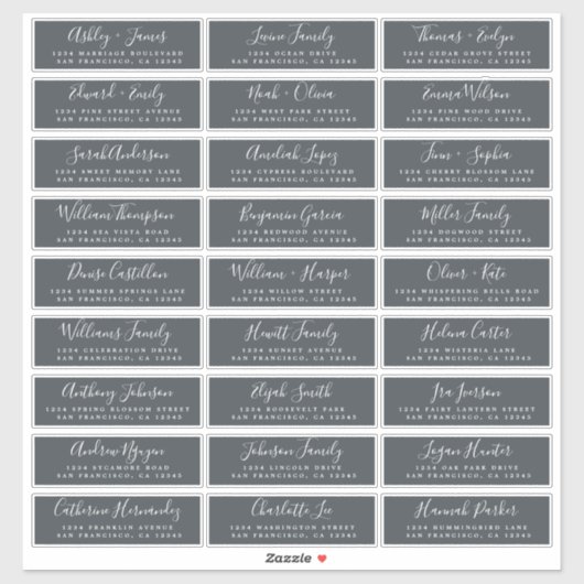 Anpassbare OffBlack Wedding Guest Address Labels (Blatt)