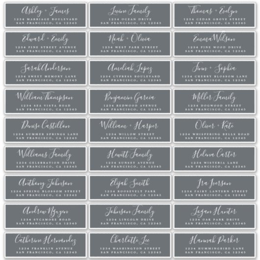 Anpassbare OffBlack Wedding Guest Address Labels (Vorderseite)