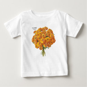 Anpassbare Oktober-Marigold-Geburtstagsgeschenk Baby T-shirt
