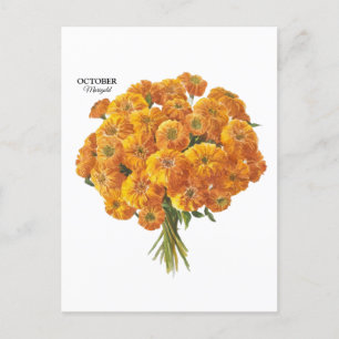 Anpassbare Oktober-Marigold-Geburtstagsgeschenk Postkarte
