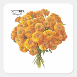 Anpassbare Oktober-Marigold-Geburtstagsgeschenk Quadratischer Aufkleber