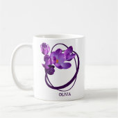 Anpassbare Olivia Name lila Blume O Monogramm Kaffeetasse (Links)