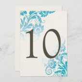 Anpassbare Ombre Aquamarin Tischnummer Cards (Vorne/Hinten)