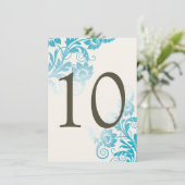 Anpassbare Ombre Aquamarin Tischnummer Cards (Stehend Vorderseite)