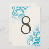 Anpassbare Ombre Aquamarin Tischnummer Cards (Vorne/Hinten)