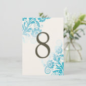 Anpassbare Ombre Aquamarin Tischnummer Cards (Stehend Vorderseite)