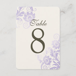 Anpassbare Ombre-Lila-Tischnummernkarten Einladung
