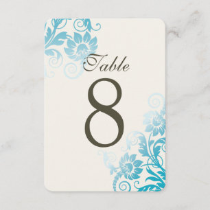 Anpassbare Ombre Teal-Tischnummernkarten Einladung