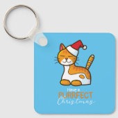 Anpassbare Orange-Katzenpurfette Weihnachten Schlüsselanhänger (Vorderseite)