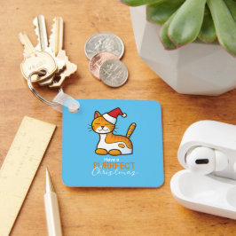 Anpassbare Orange-Katzenpurfette Weihnachten Schlüsselanhänger