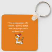 Anpassbare Orange-Katzenpurfette Weihnachten Schlüsselanhänger (Rückseite)