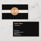 Anpassbare Orange Monogram Business Cards Visitenkarte (Vorne/Hinten)