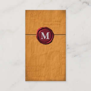 Anpassbare Orange Monogram Business Cards Visitenkarte