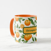 Anpassbare Orangen und Blätter Tasse (Vorderseite Links)