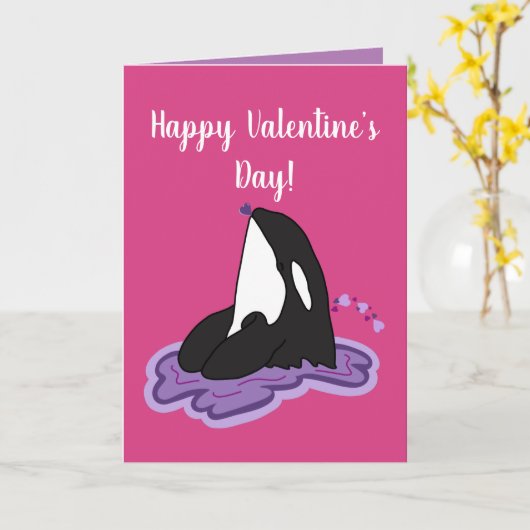 Anpassbare Orca-Valentinstag-Karte Karte (Gelbe Blume)
