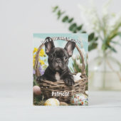 Anpassbare Osterfreude mit Furry Friends Postkarte (Stehend Vorderseite)