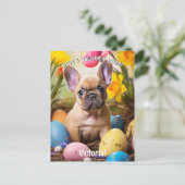 Anpassbare Osterfreude mit Furry Friends Postkarte (Stehend Vorderseite)