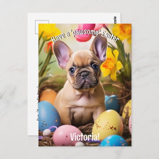 Anpassbare Osterfreude mit Furry Friends Postkarte (Vorne/Hinten)