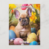 Anpassbare Osterfreude mit Furry Friends Postkarte (Vorderseite)
