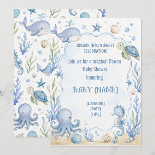Anpassbare Ozean-Baby-Shower-Einladung Einladung