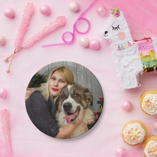 Anpassbare Papierplatte mit Personalisiertem Foto Pappteller (Party)