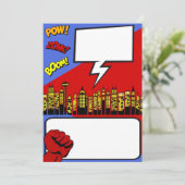 Anpassbare Party Einladung: Super-Helden-Geburtsta Einladung (Stehend Vorderseite)