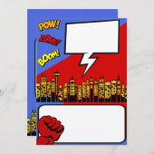 Anpassbare Party Einladung: Super-Helden-Geburtsta Einladung (Vorne/Hinten)