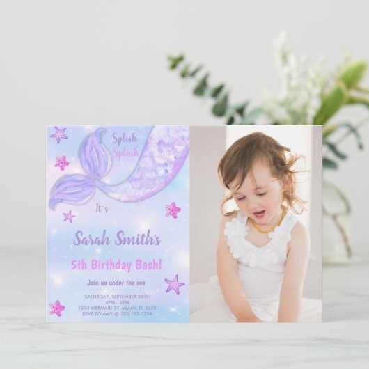 Anpassbare Party Einladungen für Kinder im Meer (Stehend Vorderseite)