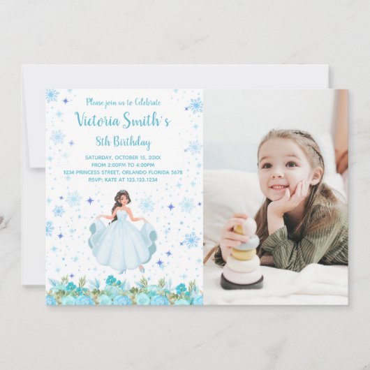 Anpassbare Party Einladungen von Princess für Kind (Vorderseite)