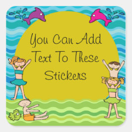 Anpassbare Party-Sticker für Pools Quadratischer Aufkleber