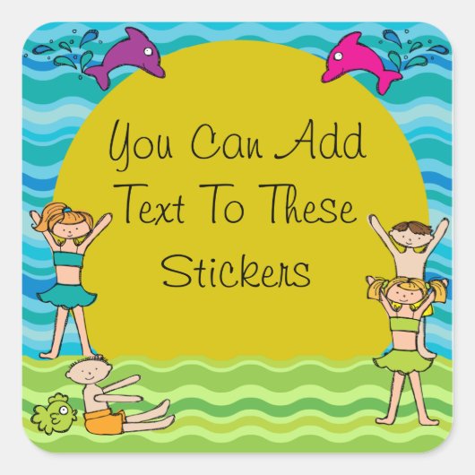 Anpassbare Party-Sticker für Pools Quadratischer Aufkleber (Vorderseite)