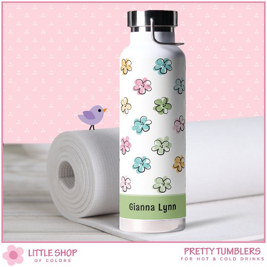 Anpassbare Pastell Blumenmuster Trinkflasche