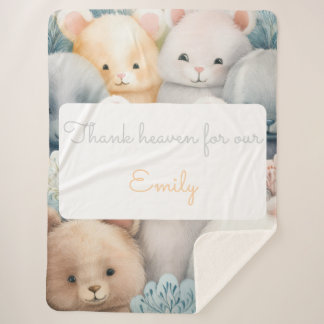 Anpassbare Pastelltiere für Baby mit Namen Sherpadecke