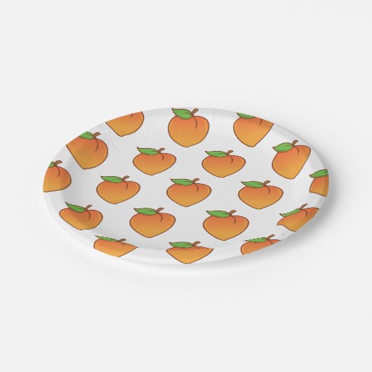Anpassbare Peach-Muster Pappteller (Schrägansicht)