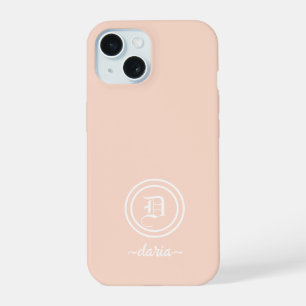 Anpassbare Pfirsich-Monogramm-Handyhülle iPhone 15 Hülle