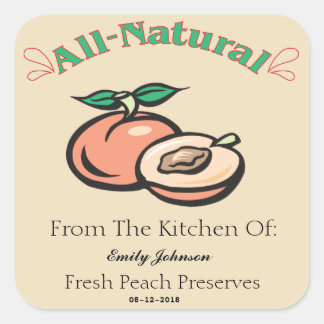 Anpassbare Pfirsichstäube - Gelee oder Beschriftun Quadratischer Aufkleber