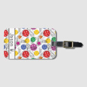 Anpassbare Pickleball mit 🦜 Papageien, weiß Gepäckanhänger (Vorderseite (Horizontal))