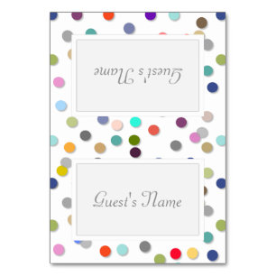 Anpassbare Platzkarten für Polka Dot Confetti Name Tischnummer