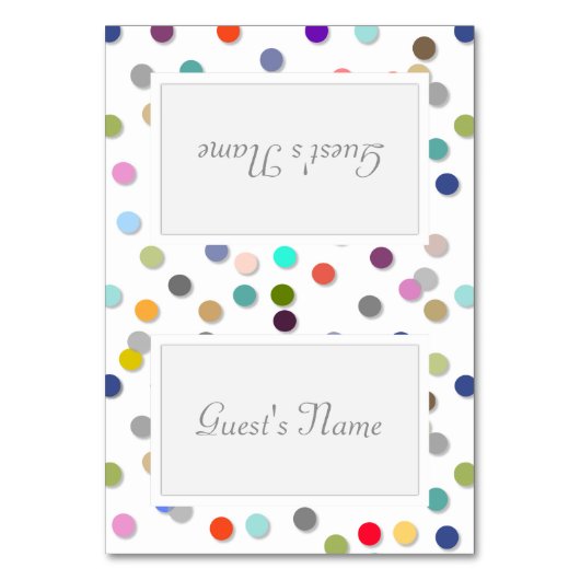 Anpassbare Polka Dot Confetti Name-Platzkarten Tischnummer (Vorderseite)